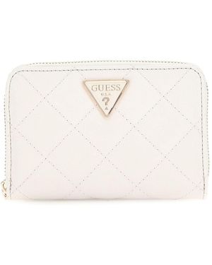 Guess Eco Carly SLG Medium Zip Around Wallet Stone - Nero