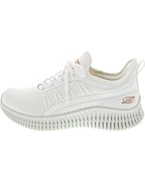Skechers , Bobs Geo New Aesthetics Mujer, Off White Knit Synthetic Trim, 36 EU - Negro