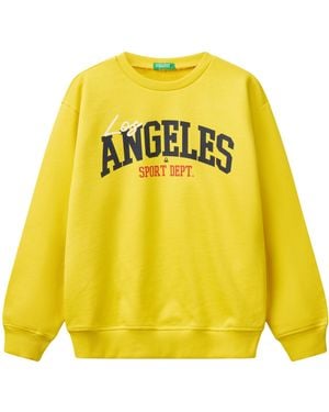 Benetton Maglia G/C M/L 3UNIC10O3 Felpa Senza Cappuccio - Giallo