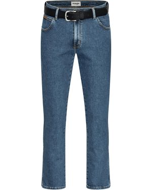 Wrangler Texas -Stretchjeans Regular Fit Authentic Straight in verschiedenen Waschungen mit Gürtel in schwarz oder braun - Blau