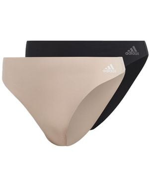 adidas Womens Active Micro Flex Panty Underwear Thong Panties - Natural