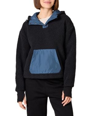 Amazon Essentials Teddy Fleece Quarter Button Hooded Jacket - Black
