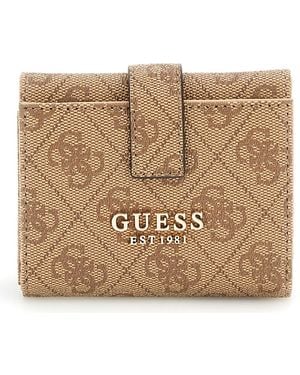Guess Laurel II SLG Petite Trifold Wallet Latte Logo - Metallizzato