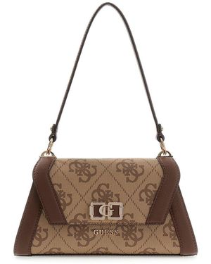 Guess Schultertasche Umhängetasche Karnilla Flap Shoulder Bag Latte Logo/Brown hellbraun