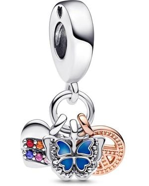 PANDORA Linked Sister Hearts Split Dangle Charm - Multicolour