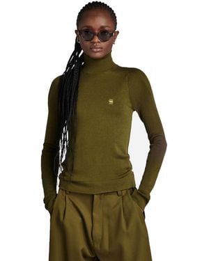 G-Star Core Slim Turtle Knitted Sweater Donna ,Verde scuro