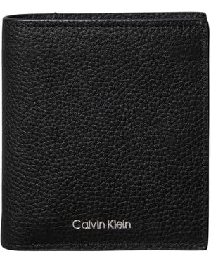 Calvin Klein Foil Emboss Slim Trifold W/Card Lv04D1063G - Nero