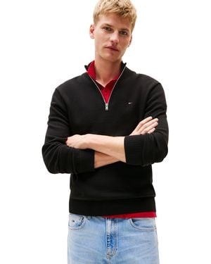 Tommy Hilfiger S Tjm Slm Light 1⁄4 Swtr Ext Dm0dm21654 Half Zip Jumper - Black