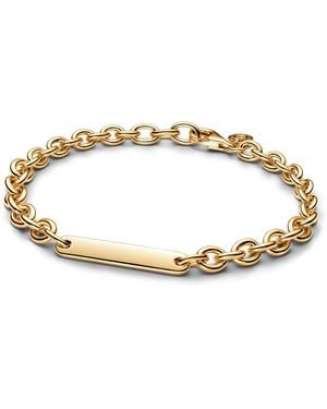PANDORA Moments Gravierbarer Stab Kettenarmband aus Sterling-Silber mit 14 Karat vergoldeter Metalllegierung - Mettallic