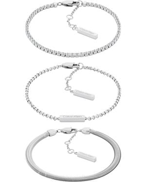 Calvin Klein Set di 3 Braccialetti da Donna Collezione CK TRIO in Acciaio Inossidabile con Cristalli - 35000796 - Bianco