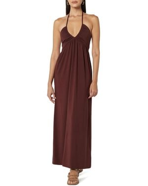 The Drop Kapri Gathered Halter Dress Robes - Rouge