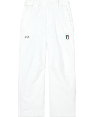 Emporio Armani EA7 Italia Team Olympiade 2026 Pantalon de ski en tissu technique PROTECTUM7 avec rembourrage STRATUM7 - Blanc