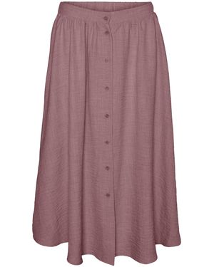 Vero Moda Vmmelaney H/W Button Calf Skirt Wvn Ga - Viola