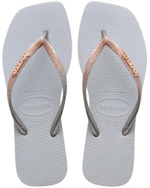 Havaianas S Square Glitter Flip Flops Sandals Grey 8 Uk