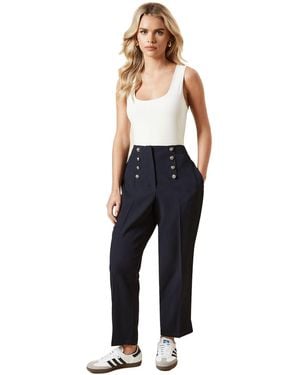 Dorothy Perkins Petite Military Button Detail Capri Trouser - Blue