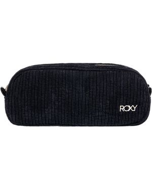 Roxy Feeling Good Stylish Soft Corduroy Storage Pens Pencils Markers Supply Case - Black