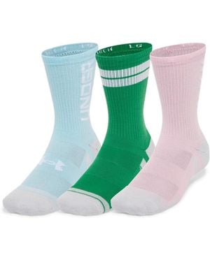 Under Armour 1379515-647-lg Ua Performance Tech 3-pack Crew Socks Prime Pink Lg - Green