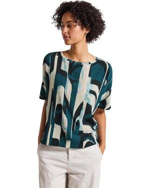Street One Gemustertes Crinkle Shirt - Blau