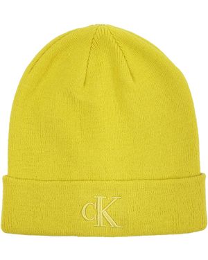 Calvin Klein Embroidered Monogram Cuff Hat - Yellow