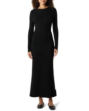 The Drop Ashlyn Ribbed Sweater Maxi Dress Robe Longue - Noir
