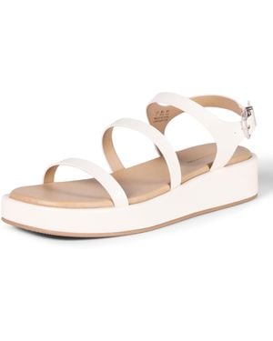 Amazon Essentials Sandalias de Tiras con Plataforma Plana Mujer - Metálico