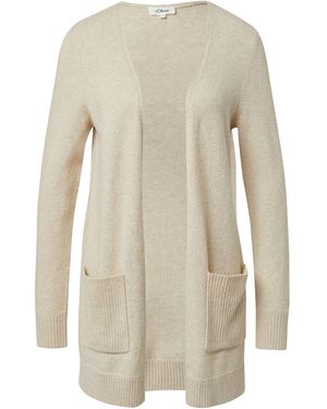 S.oliver Weiche Strickjacke mit aufgesetzten Taschen - Natur