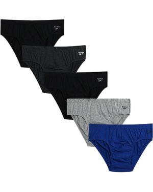 Reebok 5 Pack Soft Stretch Underwear Briefs With Contour Pouch - Classic - Blue