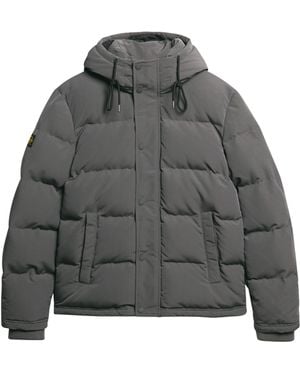 Superdry Men's Everest Short Hooded Puffer A4 - Padded, Charcoal, - Grey