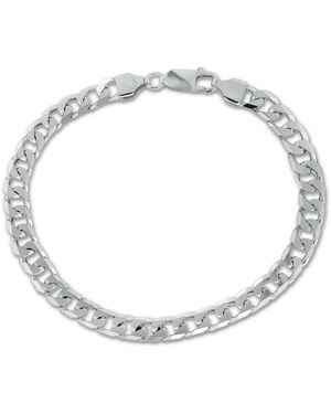 Amazon Essentials Sterling Silver Diamond Cut Curb Bracelet 20cm/8" - Metallic