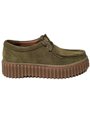 Clarks Torhill Bee Olive Suede Low Shoes - Multicolour