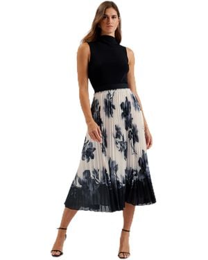 Ted Baker S Wms-emista-printed Pleated Midi Skirt - Black