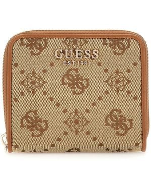Guess Neda SLG Zip Around Wallet S Latte Logo - Metallizzato