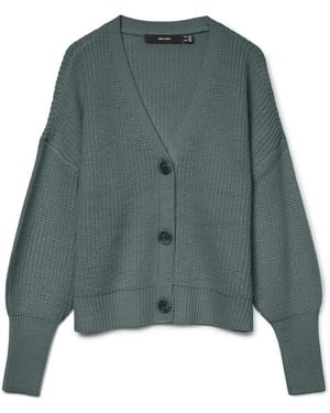 Vero Moda Vmlea Ls V-neck Cuff Cardigan Noos - Verde