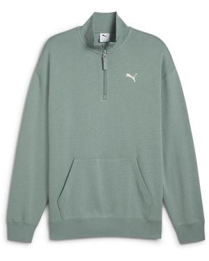 PUMA Pull Ras du Cou décontracté à col zippé Wardrobe ESS L Green Moon - Vert