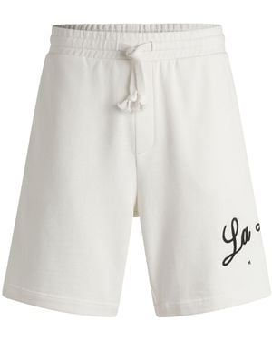 HUGO Duold Shorts aus Baumwoll-Terry mit Logo-Artwork Natur L - Weiß