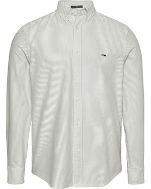 Tommy Hilfiger Shirt Slim Stripe Oxfo 0ch Aruba Green Stripe - White