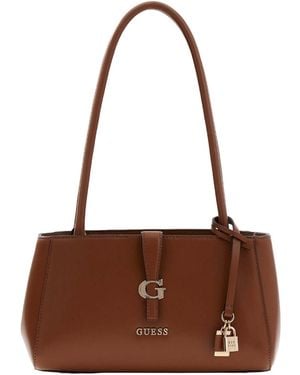 GUESS Sicilia Top Zip Shoulder Bag Cognac [180660] - Sac à épaule