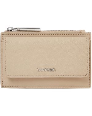 Calvin Klein Donna Porta Carte Must Flap Cardholder Mono con Zip - Nero