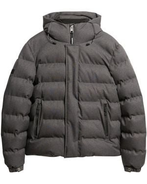 Superdry Tweed Hooded Sports Quilted Jacket - Grey