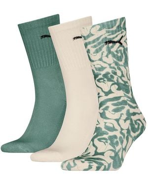 PUMA Printed Crew Socks 3 paires EU 35-38 - Vert