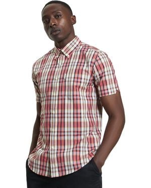 Ben Sherman Hemd Unregelmäßiges Karo Kurzarm Button-Down-Kragen Mod Fit - Rot