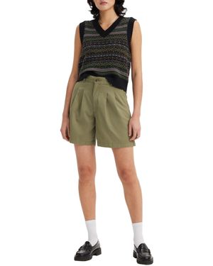Levi's Pantalon Court plissé Short à ches Longues en Cuir - Noir