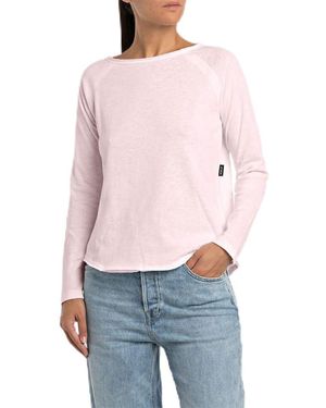 Replay Langarmshirt aus Baumwolle - Rot