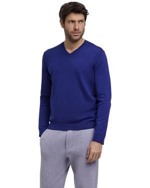 FALKE Pullover Basic Apparel V-Neck M Pu Baumwolle elegant klassisch für Business und Freizeit mit V-Ausschnitt 1 Stück - Blau