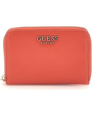Guess Laurel Zip Around Wallet Coral Red