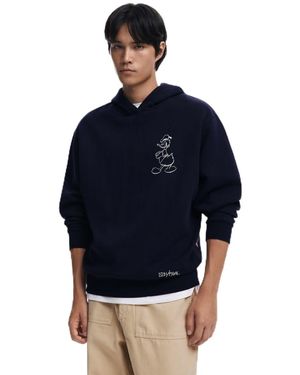 Desigual Knit Sweat-Felpa a iche Lunghe Maglia di Tuta - Blu