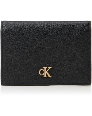 Calvin Klein Donna Porta Carte Monogram Flap in Pelle - Nero