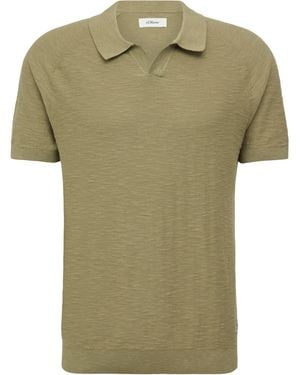 S.oliver Gestricktes Poloshirt mit Flammgarnstruktur olivgrün XL
