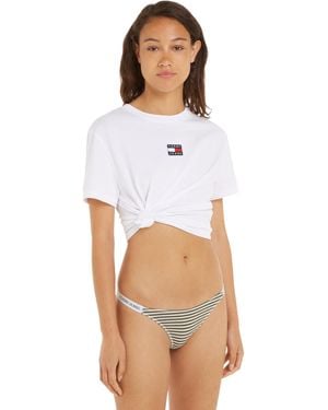 Tommy Hilfiger Perizoma Donna High Leg Thong Print Tanga - Bianco