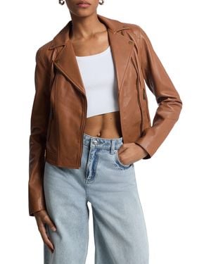 Michael Kors Giacca Moto Donna in Pelle - Marrone